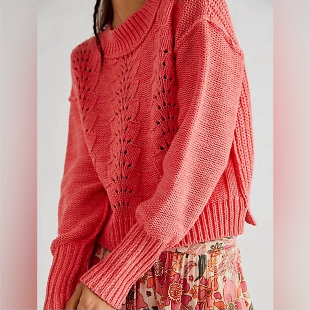 Free People Coral Crew Neck Sweater